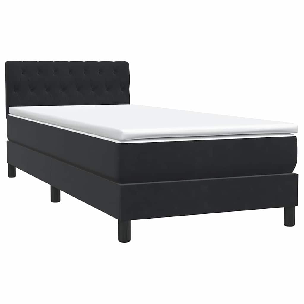 Box Spring krevet s madracem i LED crni 90x210 cm baršunasti