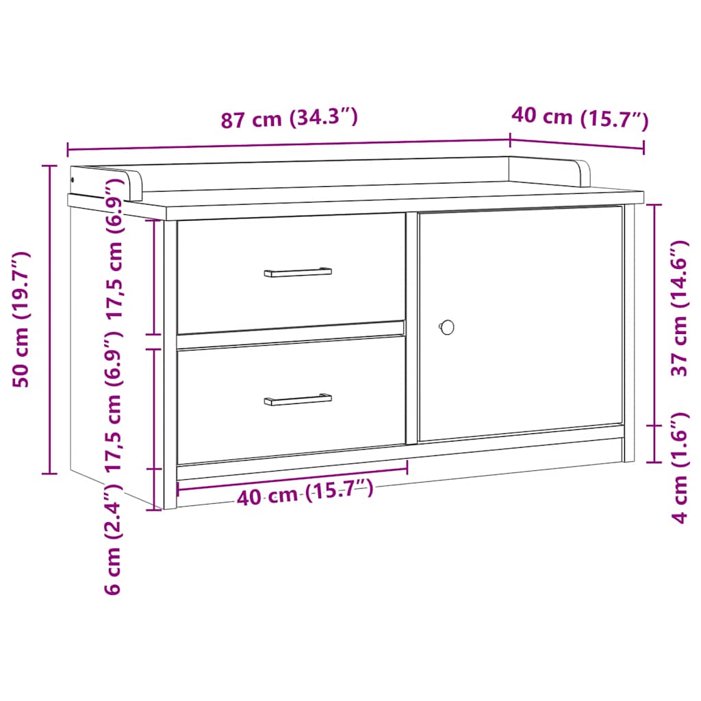 Klupa za predsoblje SANDNES 87x40x50 cm od masivne borovine
