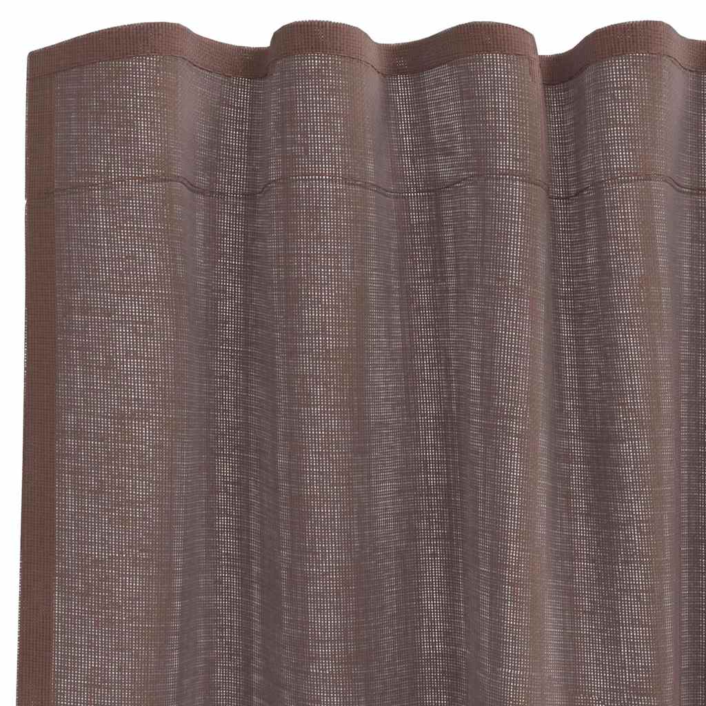 Voile zavjese s džepovima za šipke 2 kom smeđe Smeđa 140 x 175 cm