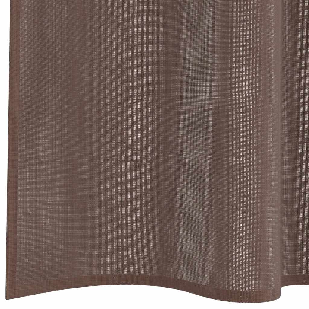 Voile zavjese s džepovima za šipke 2 kom smeđe Smeđa 140 x 175 cm
