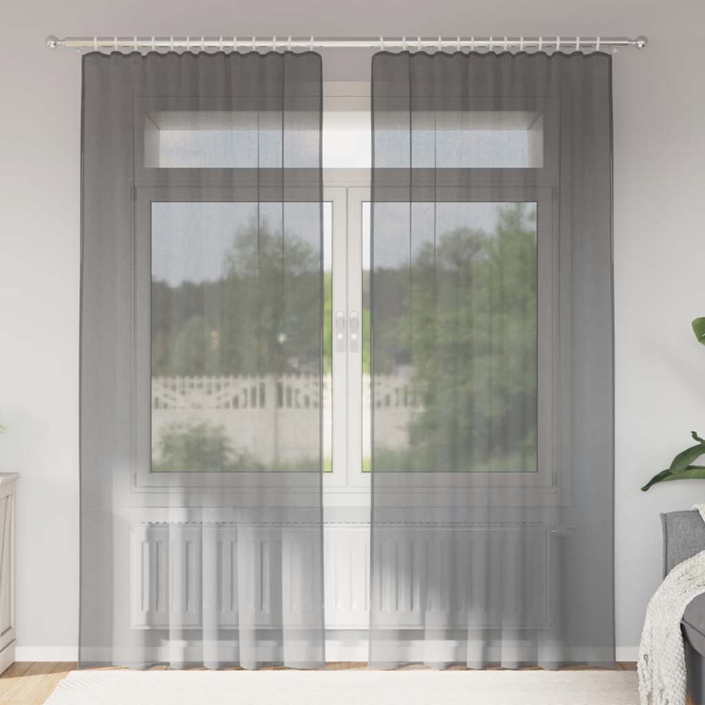 Voile zavjese s džepovima za šipke 2 kom tamnosive Siva 140 x 225 cm