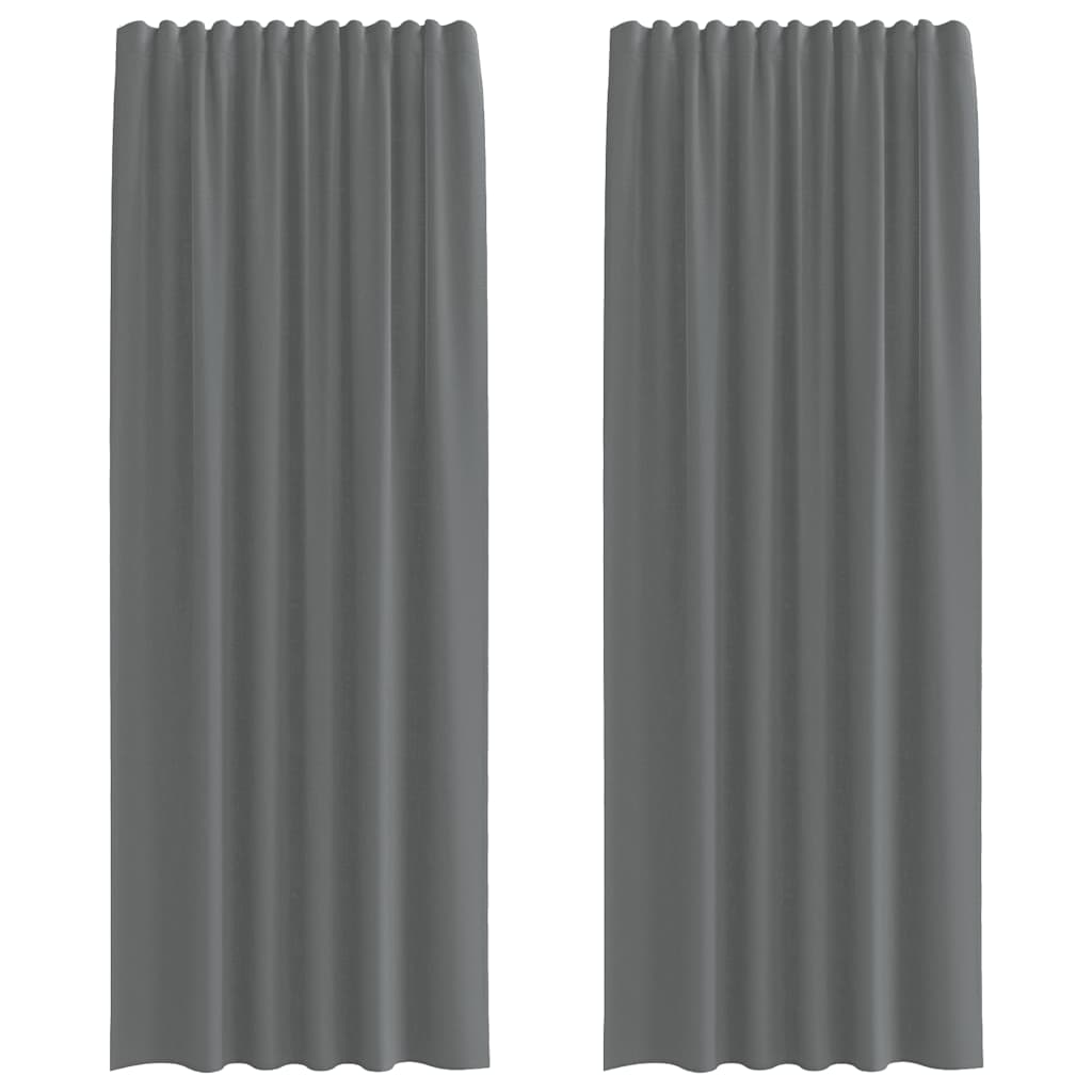Voile zavjese s džepovima za šipke 2 kom tamnosive