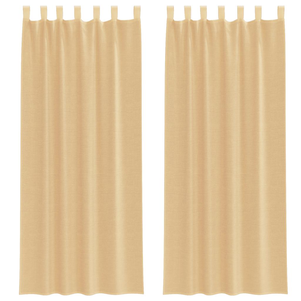 Voile zavjese s džepovima za šipke 2 kom boja pijeska Smeđa 140 x 260 cm