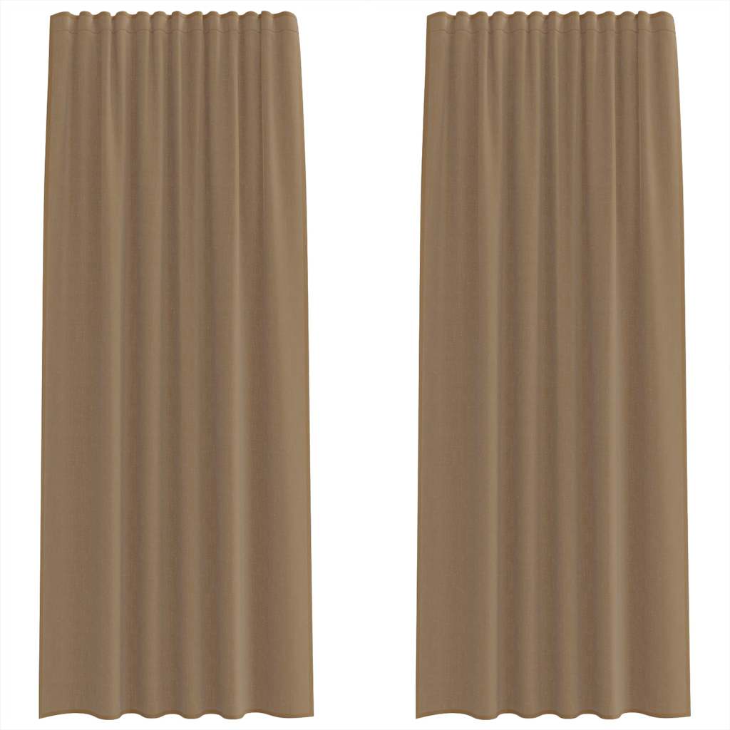 Voile zavjese s džepovima za šipke 2 kom svijetlosmeđe Smeđa 140 x 245 cm