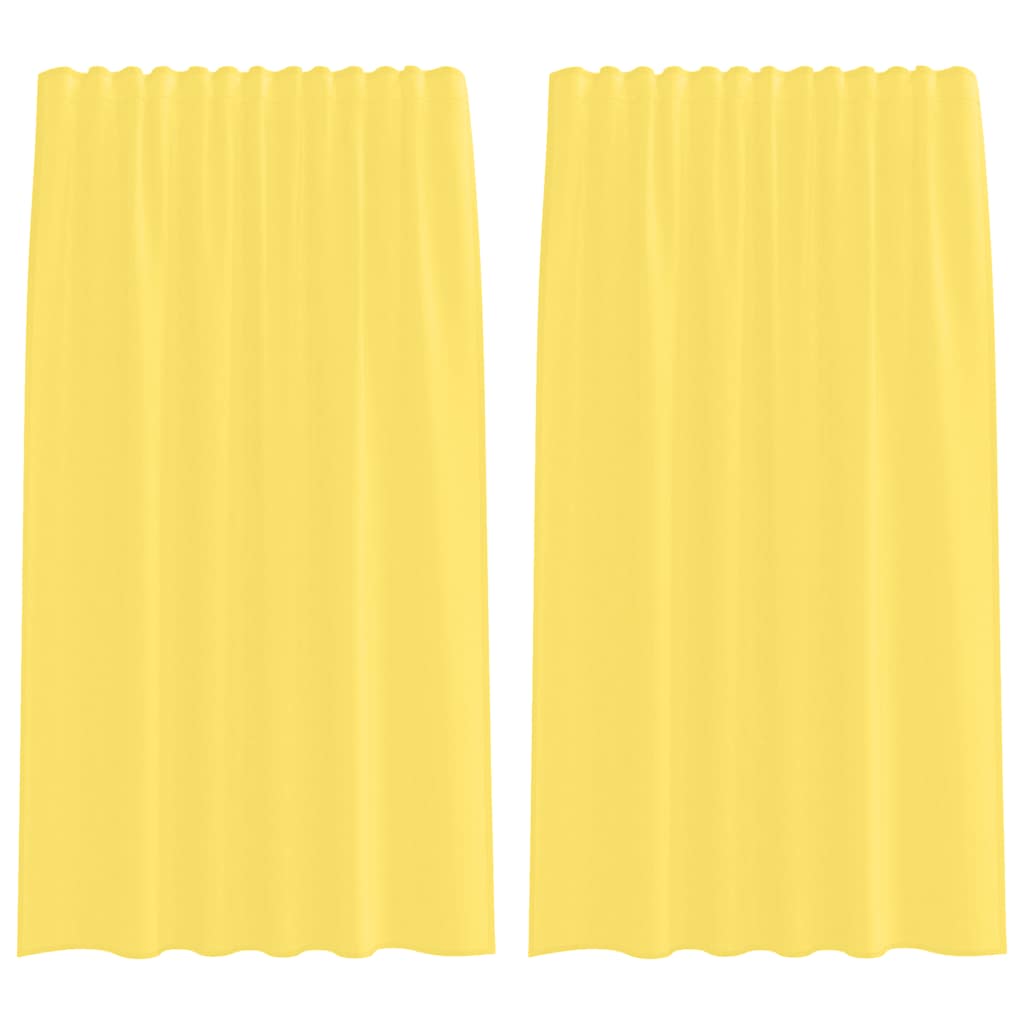 Voile zavjese s džepovima za šipke 2 kom žute Žuta 140 x 175 cm