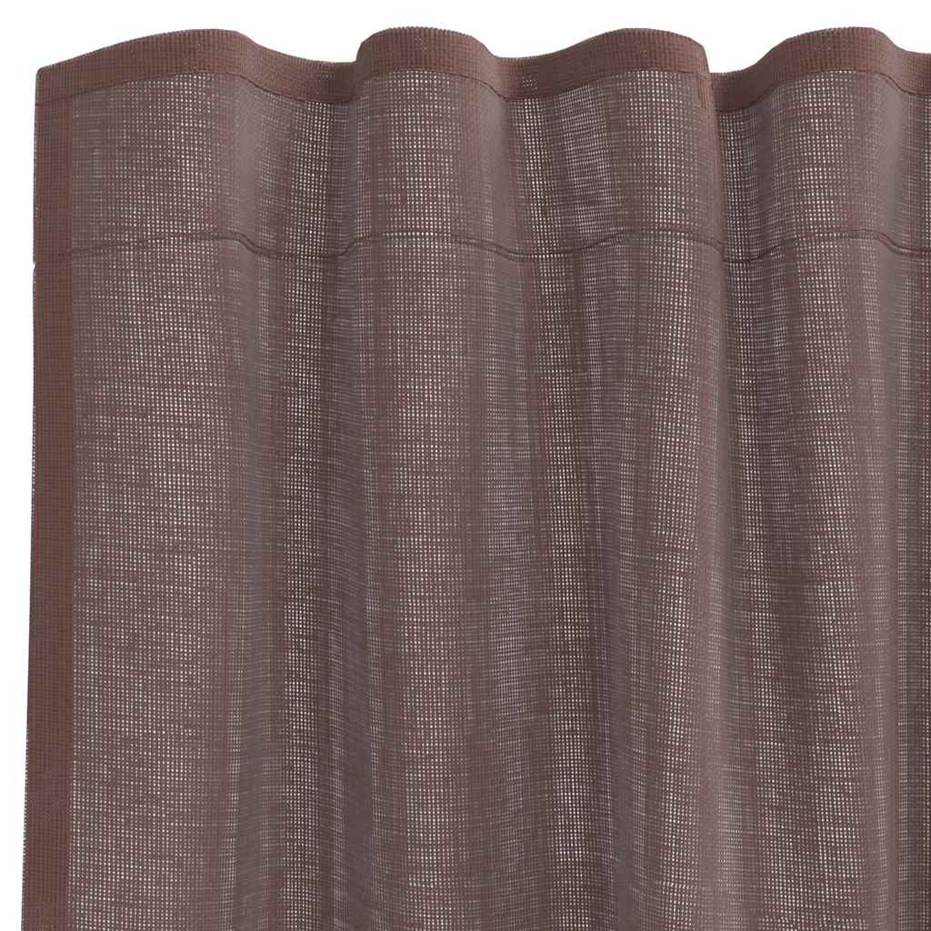 Voile zavjese s gornjim jezičkom 2 kom smeđe Smeđa 140 x 175 cm