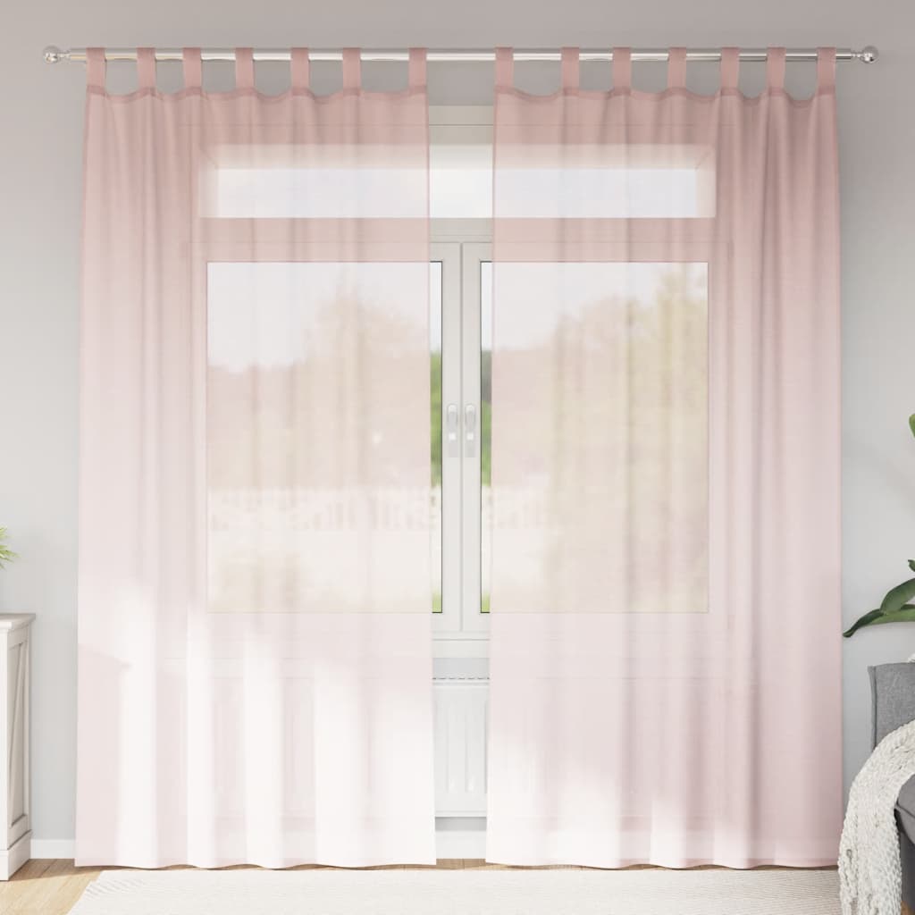 Voile zavjese s petljama 2 kom svijetlo ružičaste 140x225 cm