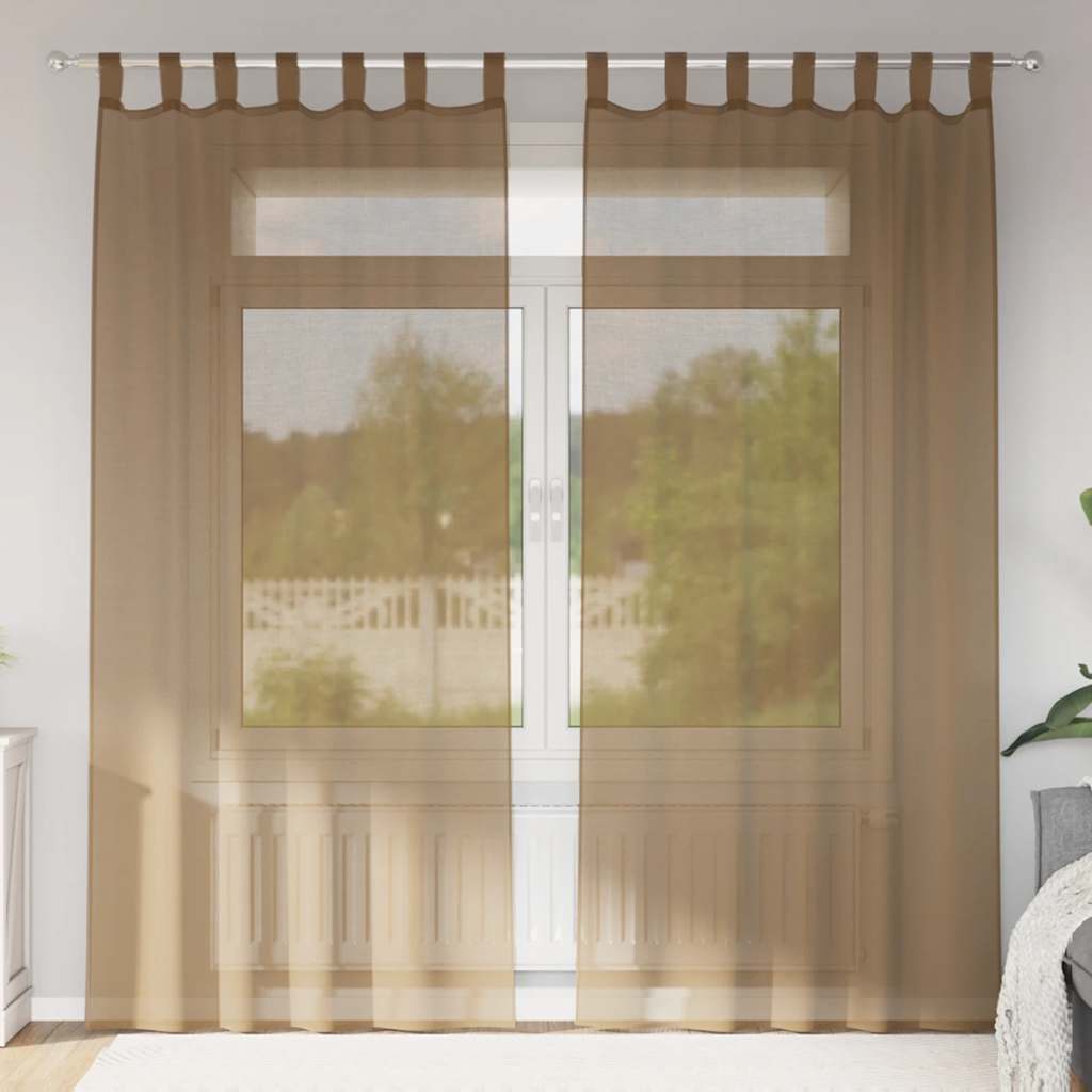 Voile zavjese s petljama 2 kom svijetlosmeđe 140x245 cm