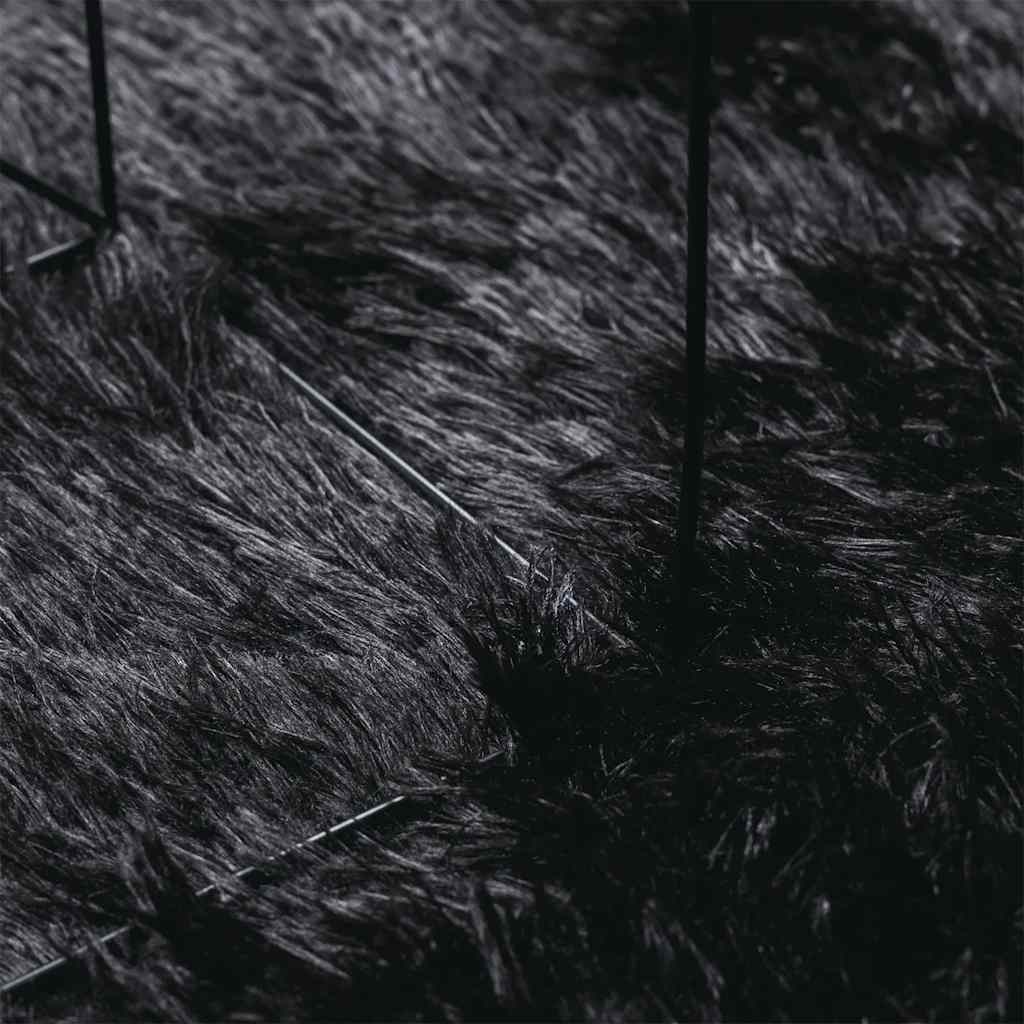 Čupavi tepih visokog flora “NAVARRA” crni 60x100 cm poliester