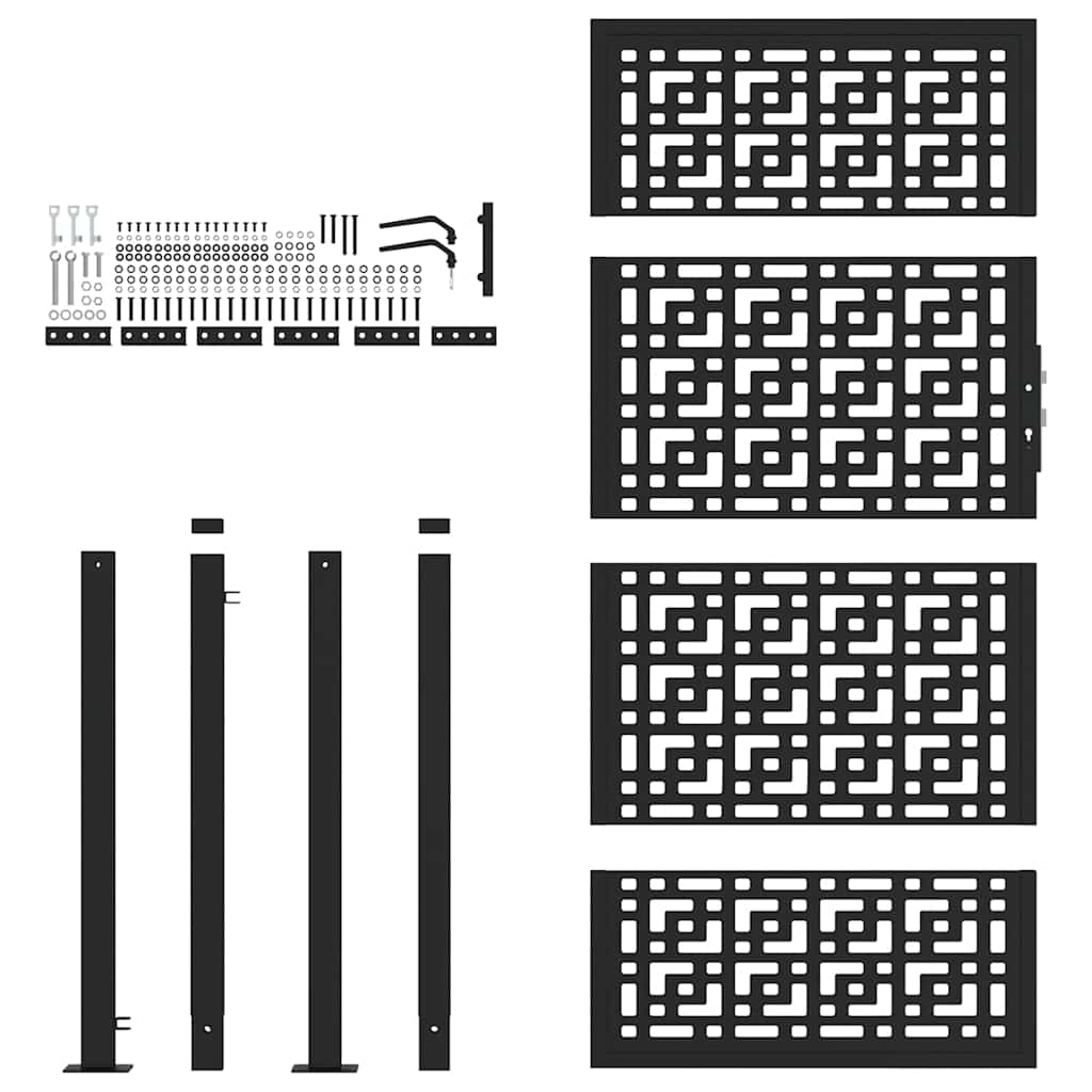 Vrtna vrata crna 100x175 cm čelična križna konstrukcija