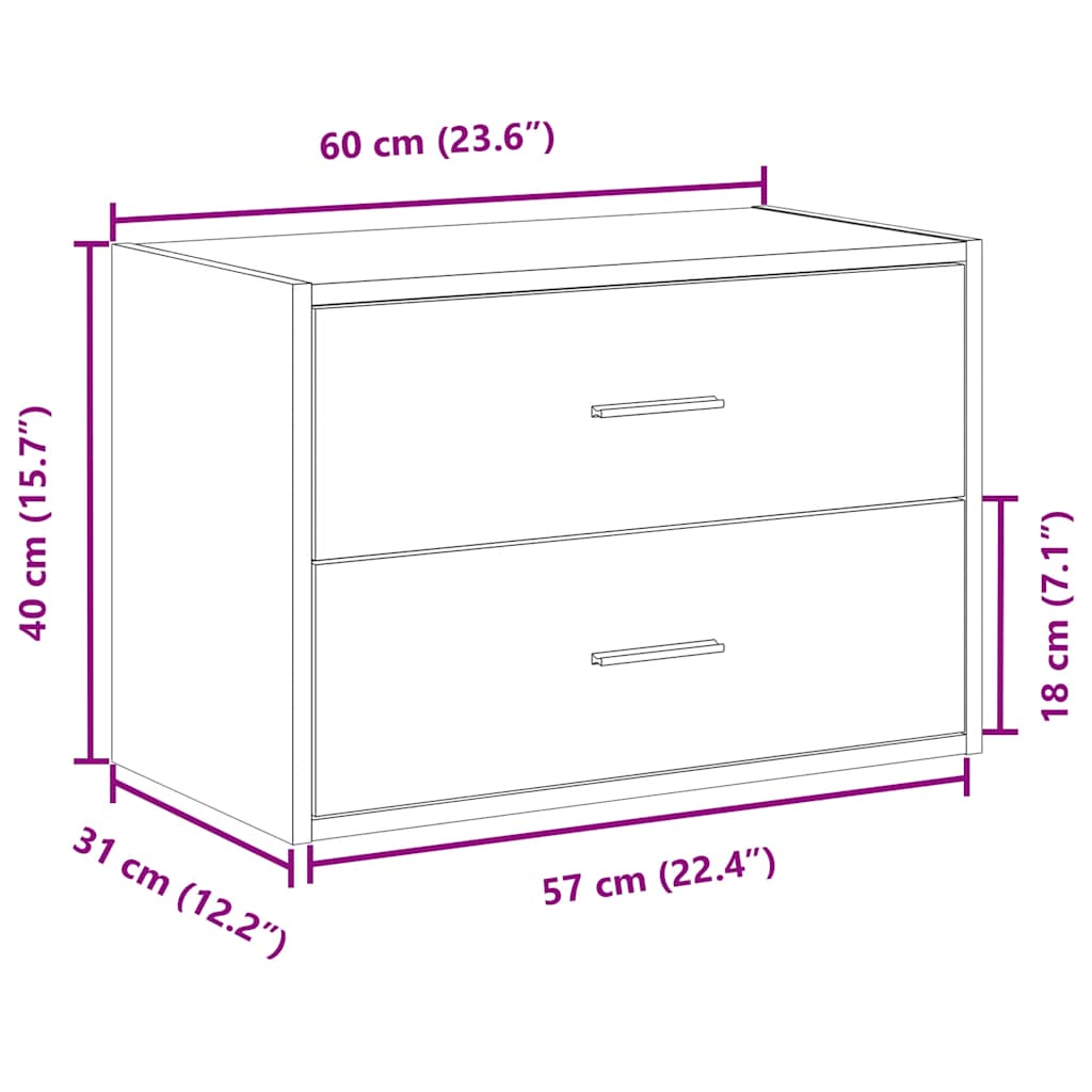 Ormarić s 2 ladice boja hrast 60x31x40 cm konstruirano drvo Smeđa
