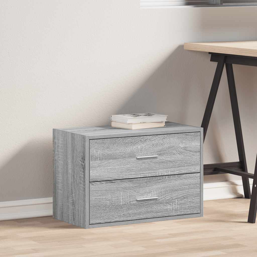 Ormarić s 2 ladice boja hrast 60x31x40 cm konstruirano drvo Siva
