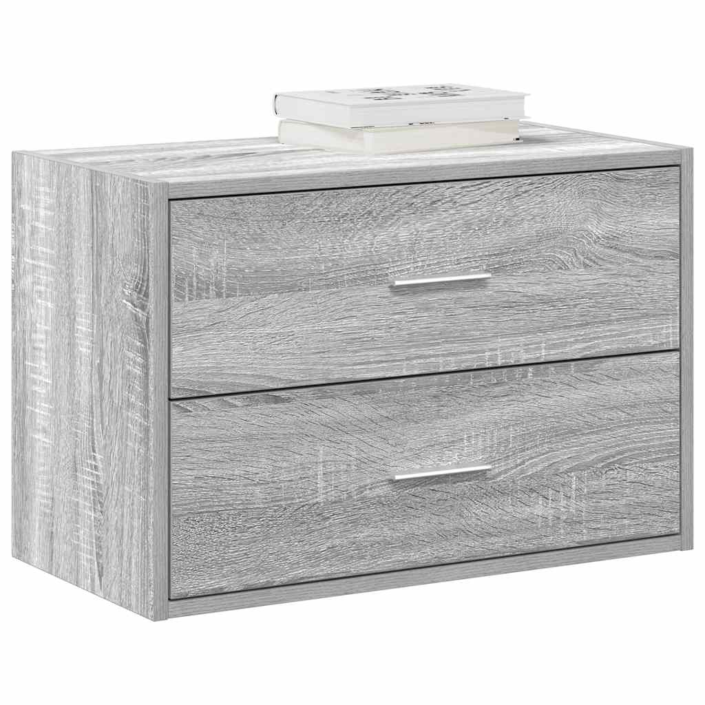 Ormarić s 2 ladice boja hrast 60x31x40 cm konstruirano drvo Siva