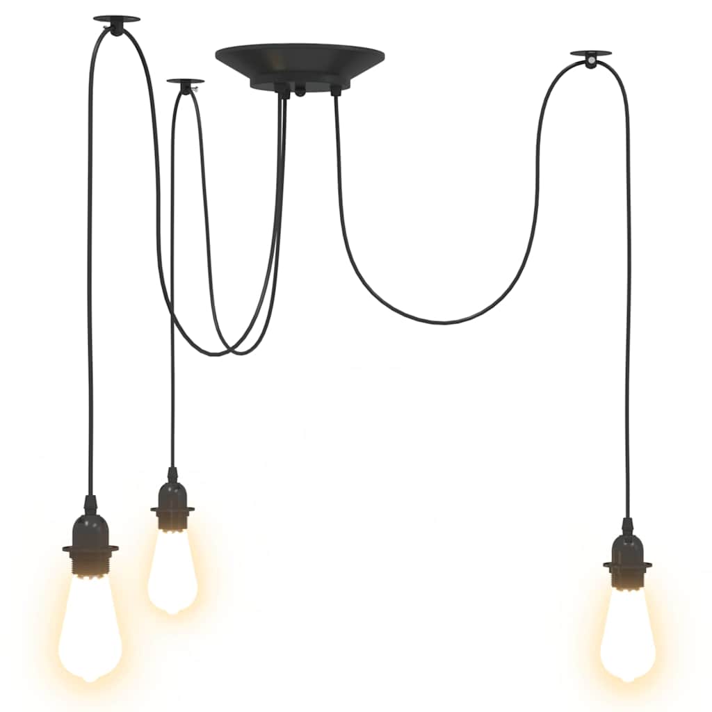 Visilica s 3 grla E27 crni metal