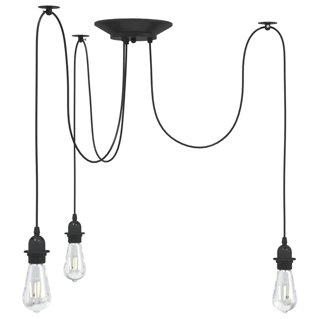 Visilica s 3 grla E27 crni metal