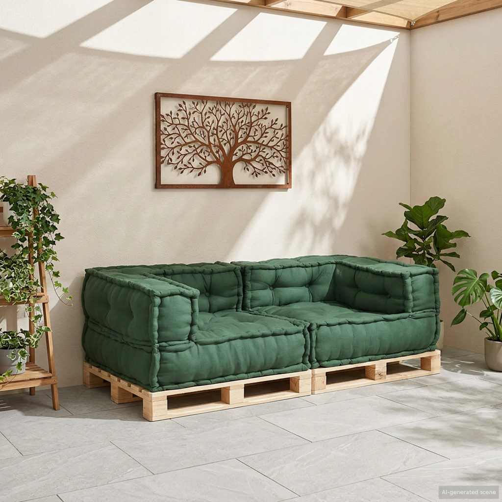 Modularna sofa s 2 sjedišta, zelena, 140x70x36, tkanina