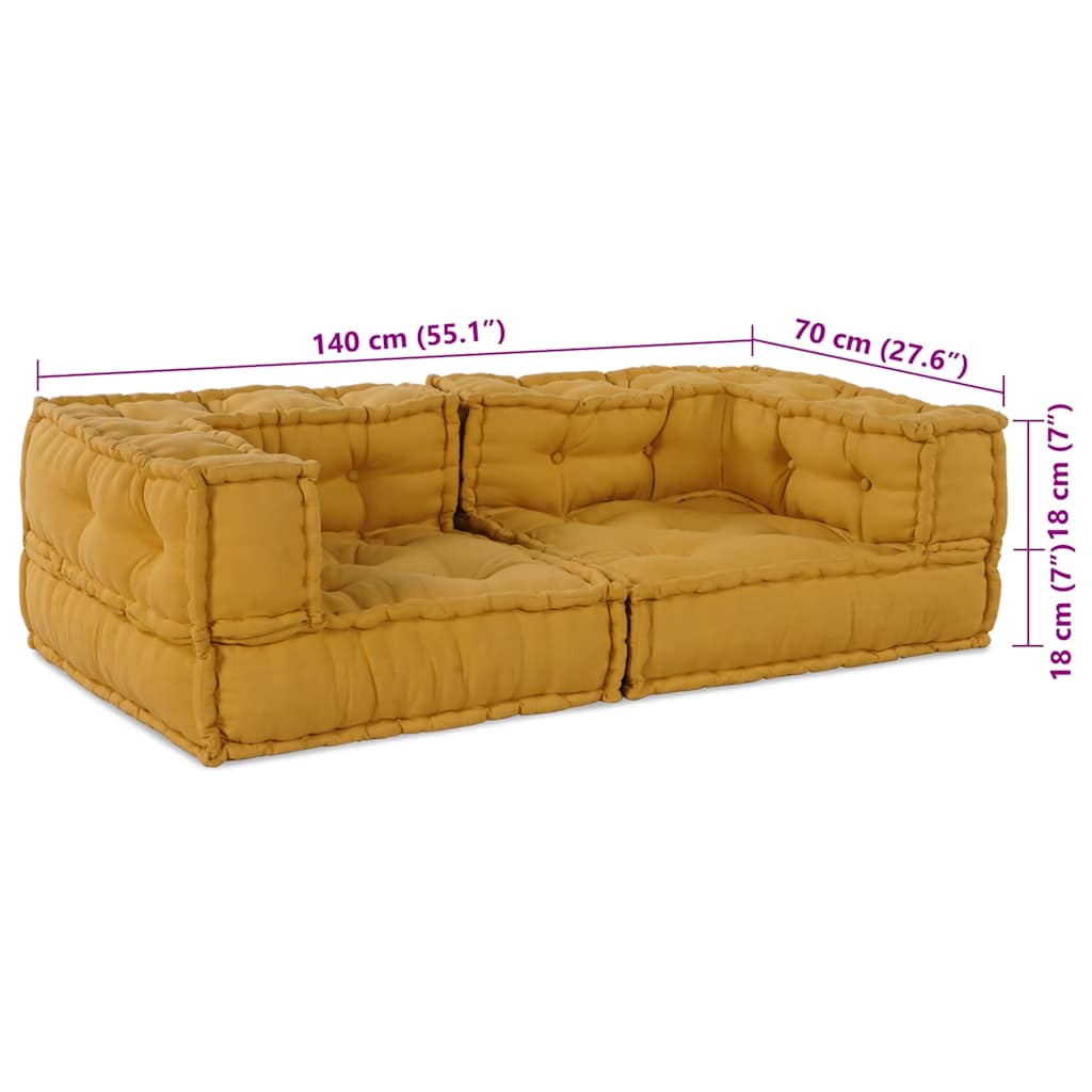 Modularna sofa s 2 sjedišta, žuta, 140x70x36, tkanina