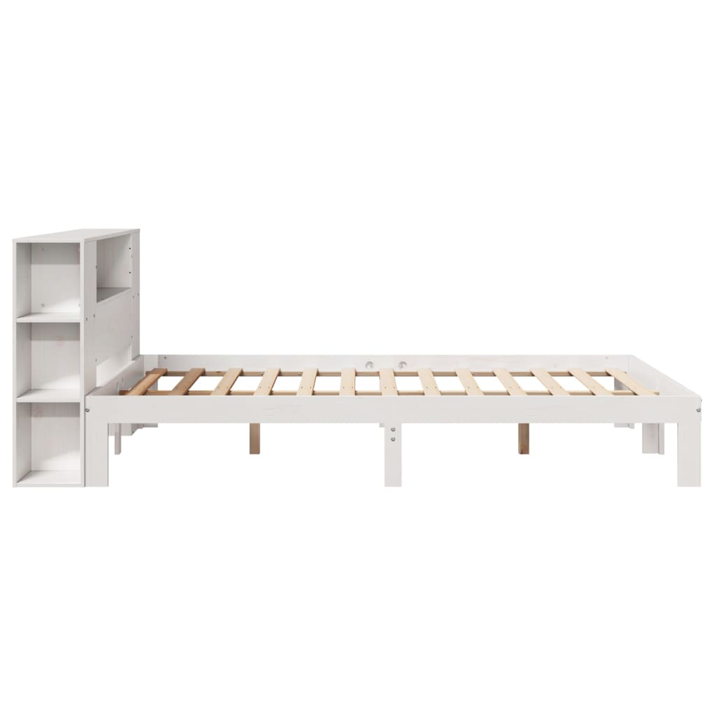 Krevet s regalom z knjige bez madraca bijeli 120x190cm borovina