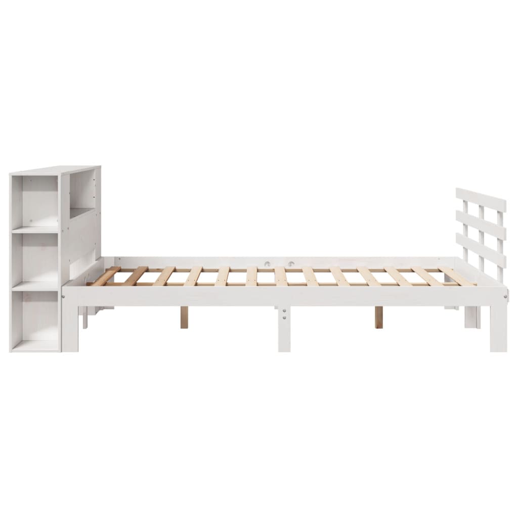 Krevet s regalom z knjige bez madraca bijeli 120x200cm borovina