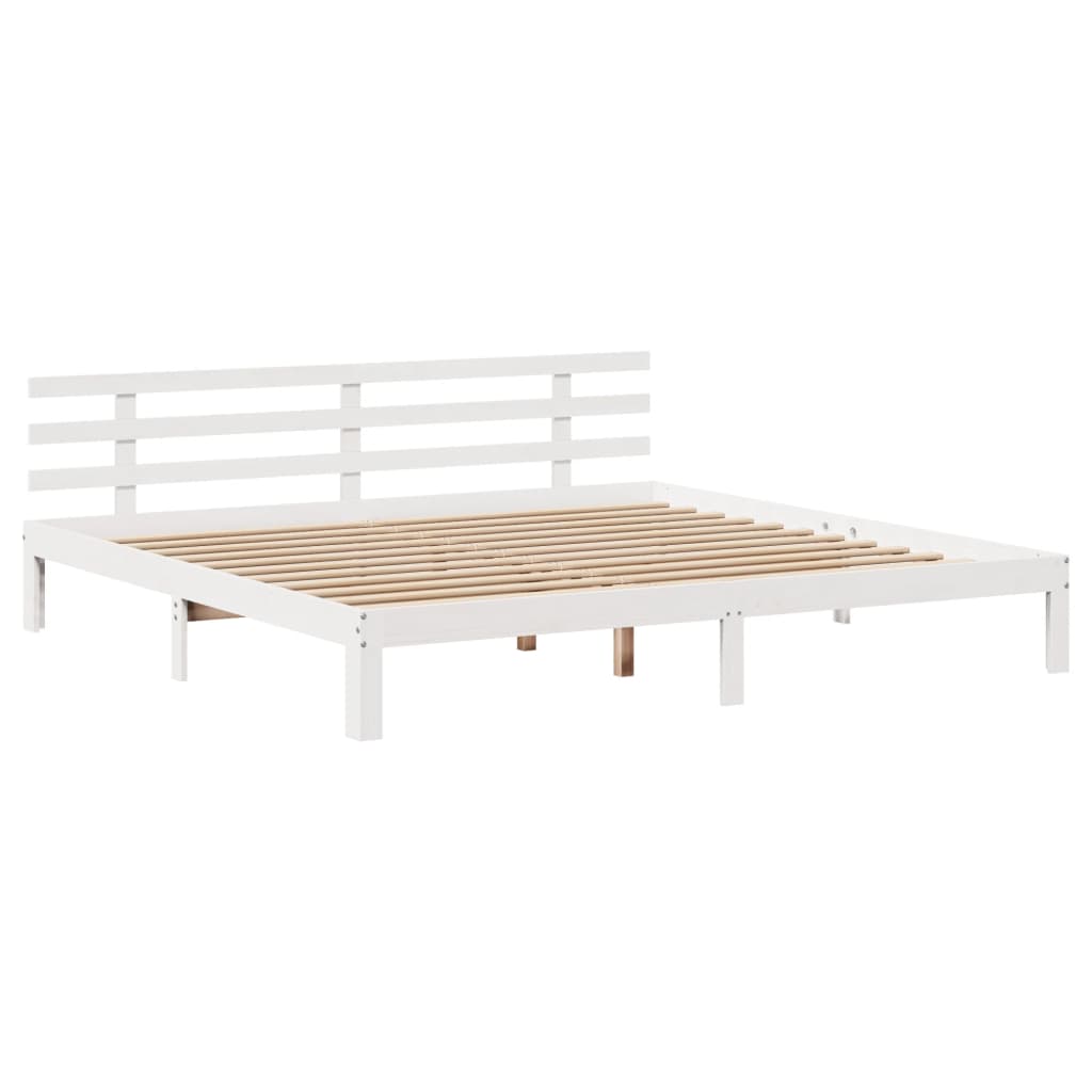 Krevet s regalom z knjige bez madraca bijeli 200x200cm borovina