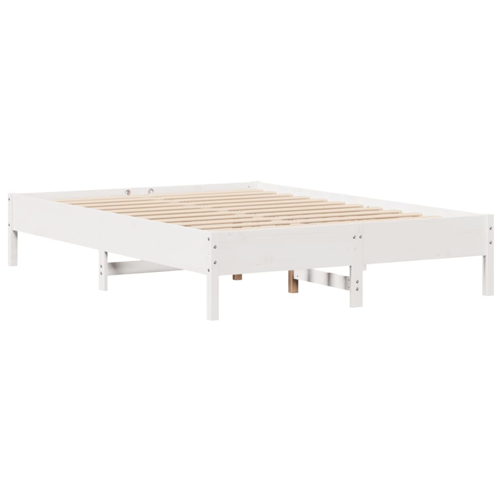 Krevet s regalom z knjige bez madraca bijeli 120x200cm borovina