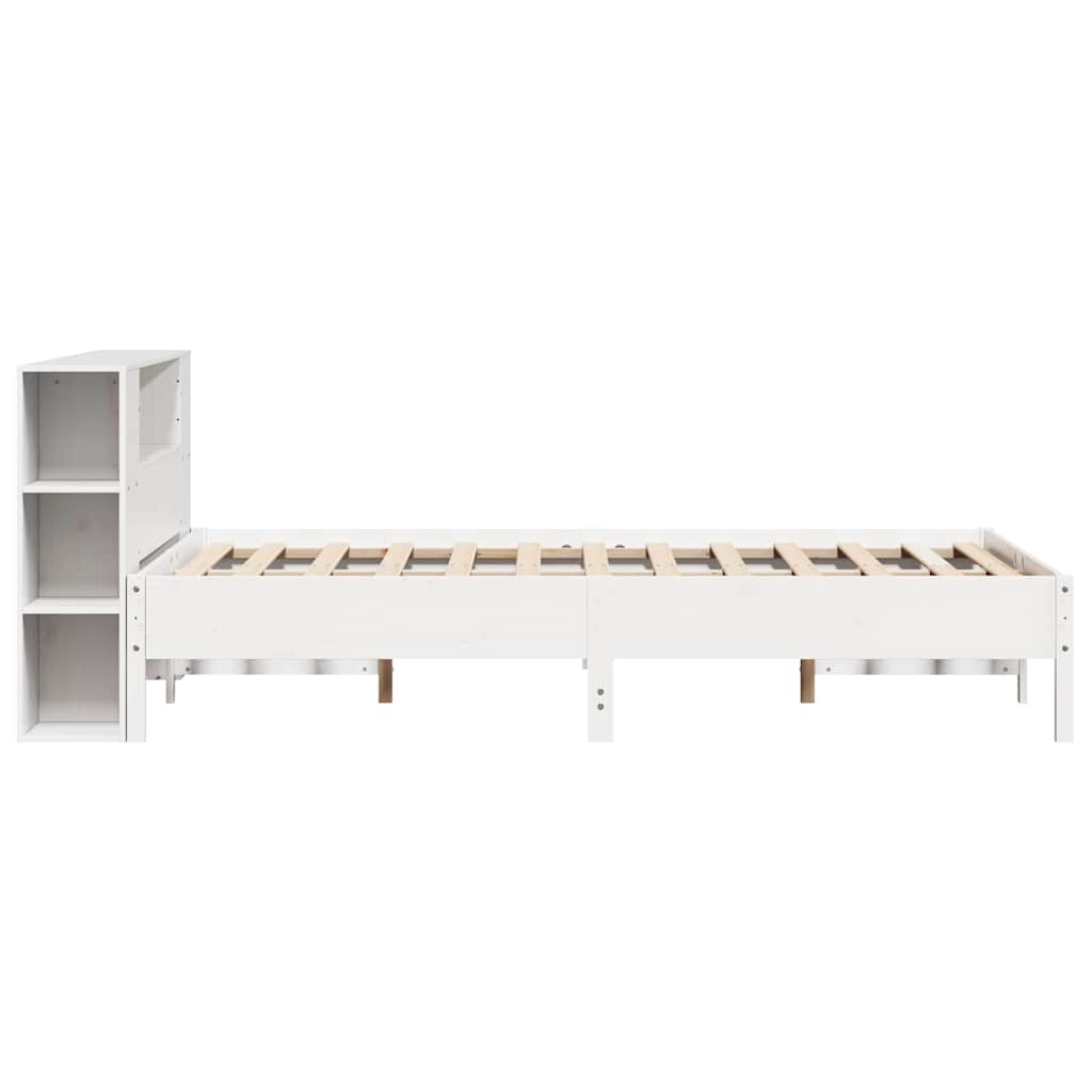 Krevet s regalom z knjige bez madraca bijeli 120x190cm borovina