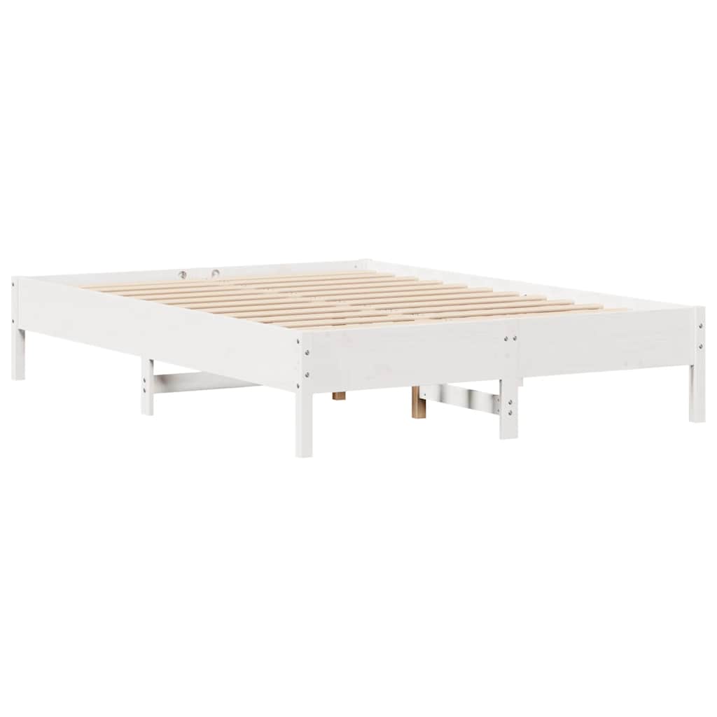 Krevet s regalom z knjige bez madraca bijeli 120x190cm borovina