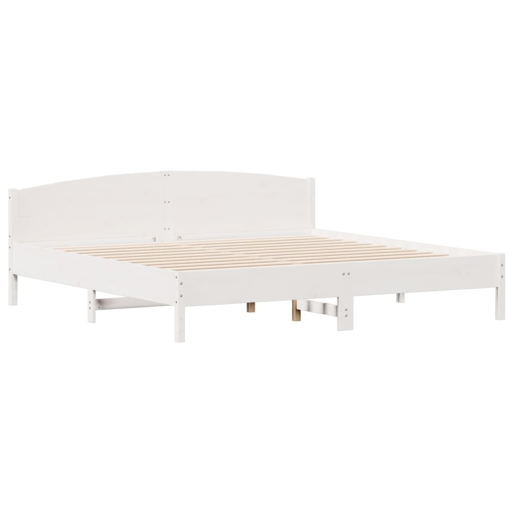 Krevet s regalom z knjige bez madraca bijeli 200x200cm borovina