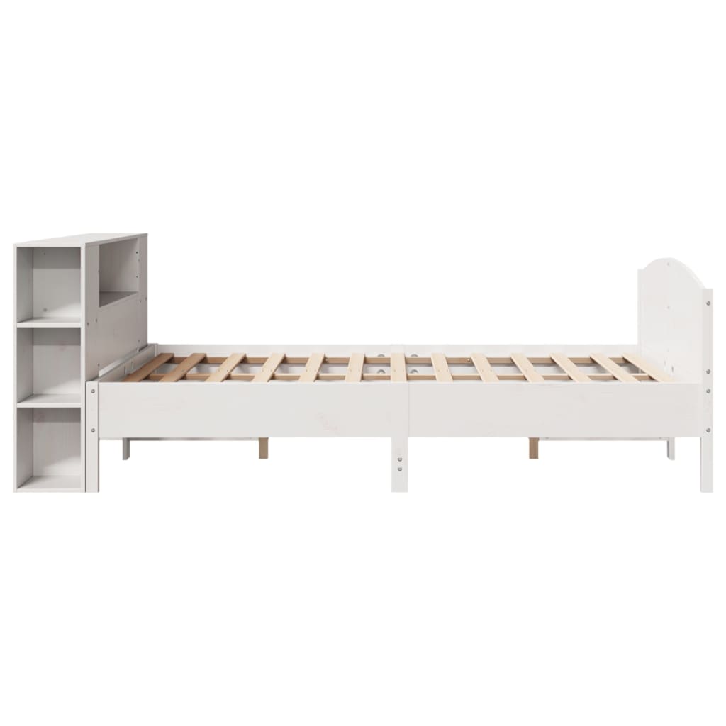 Krevet s regalom z knjige bez madraca bijeli 120x190cm borovina