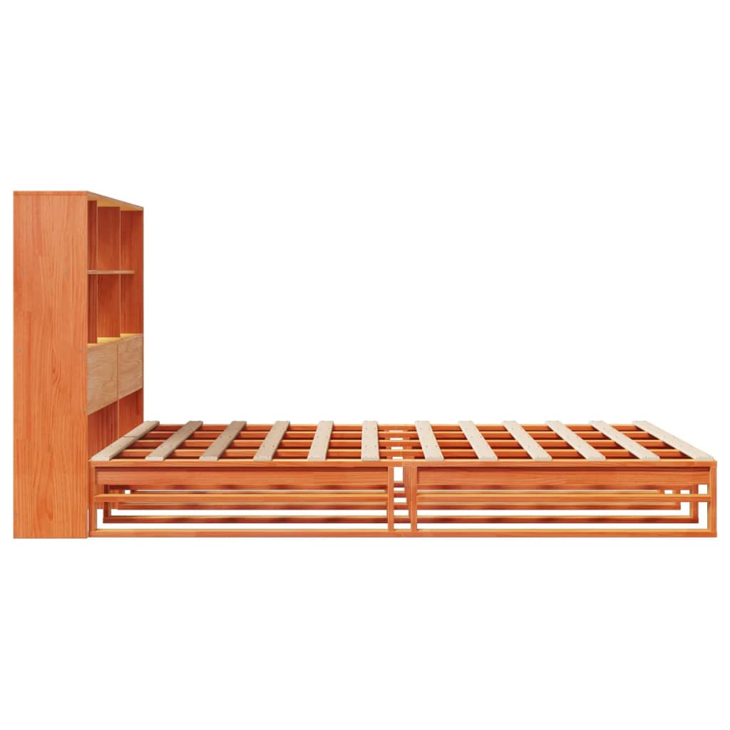 Krevet s regalom za knjige bez madraca 150x200 cm masivno drvo Bijela 150 x 200 cm