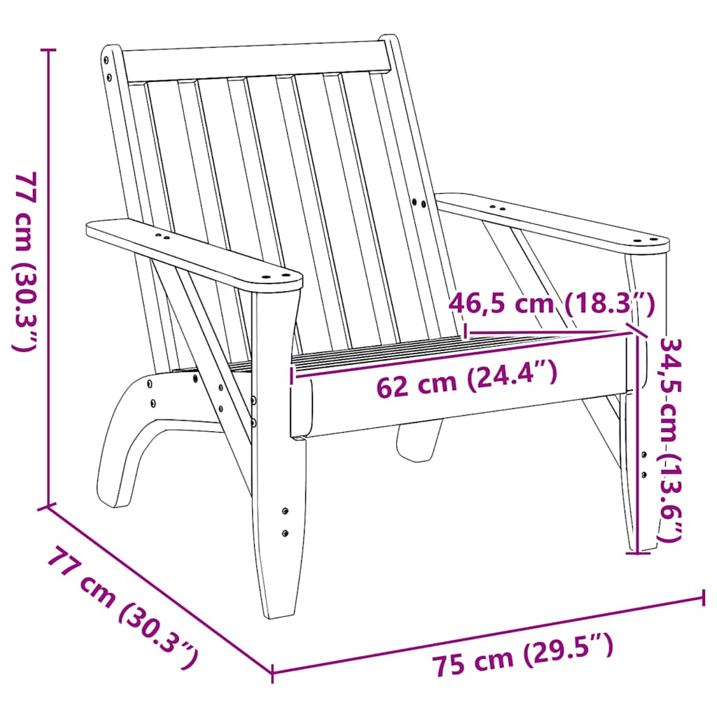 Vrtna stolica Adirondack bijela 75x77x77 cm od masivne borovine