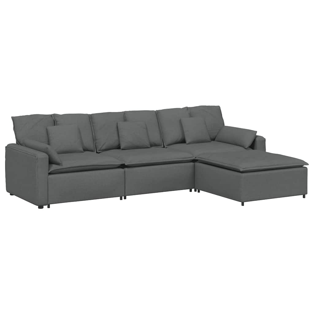 Modularna sofa s podnožjem i jastucima tamno siva