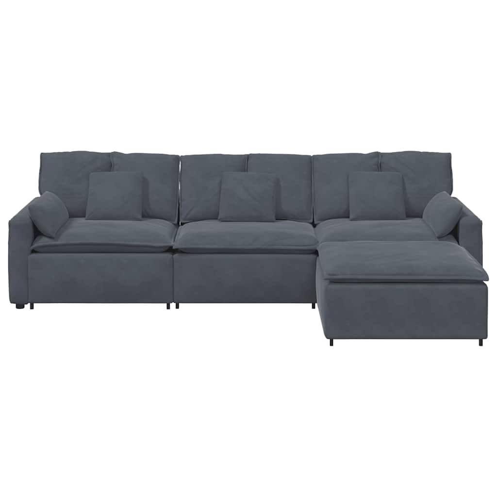 Modularna sofa s podnožjem i jastucima tamno siva