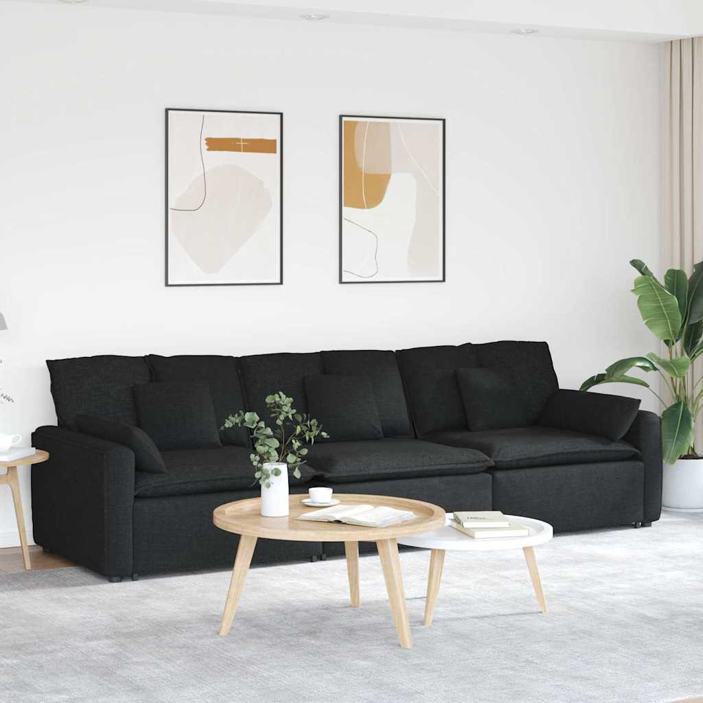 Modularna sofa s jastucima crna