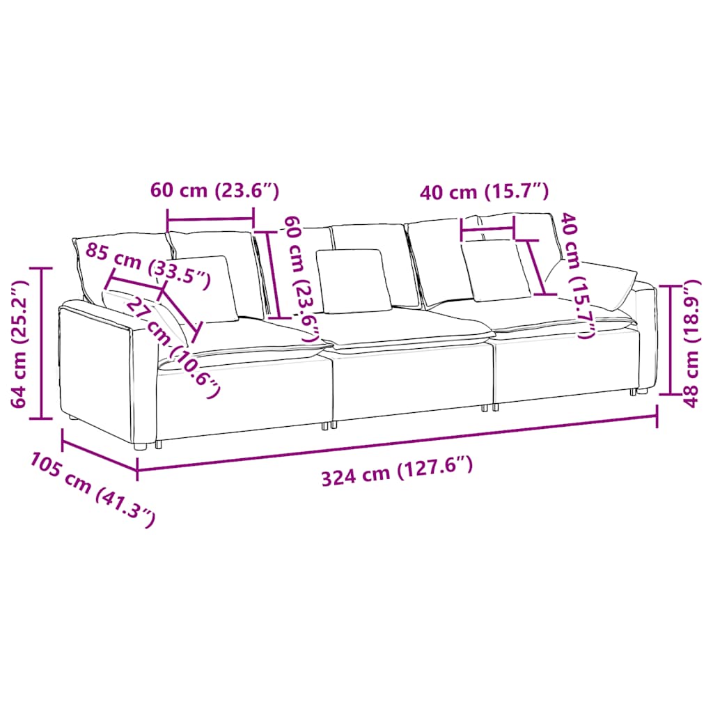 Modularna sofa s jastucima plava