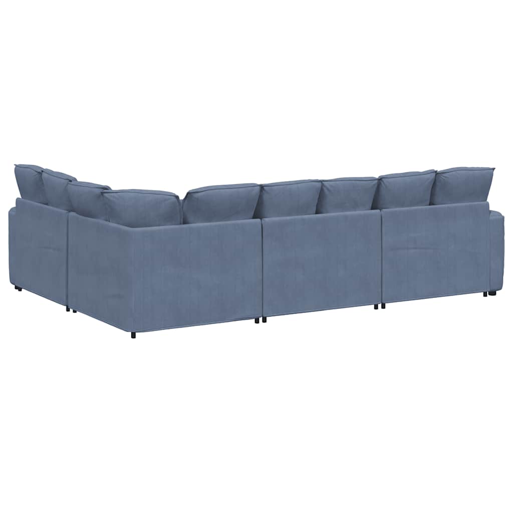 Modularna sofa s jastucima, korduro tkanina, plava