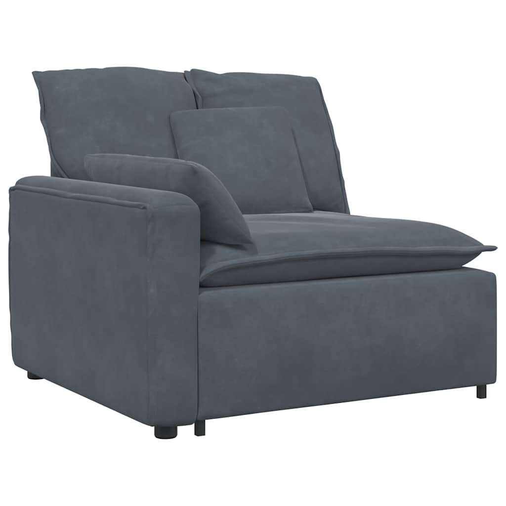 Modularna sofa s podnožjem i jastucima, baršunasta tamno siva