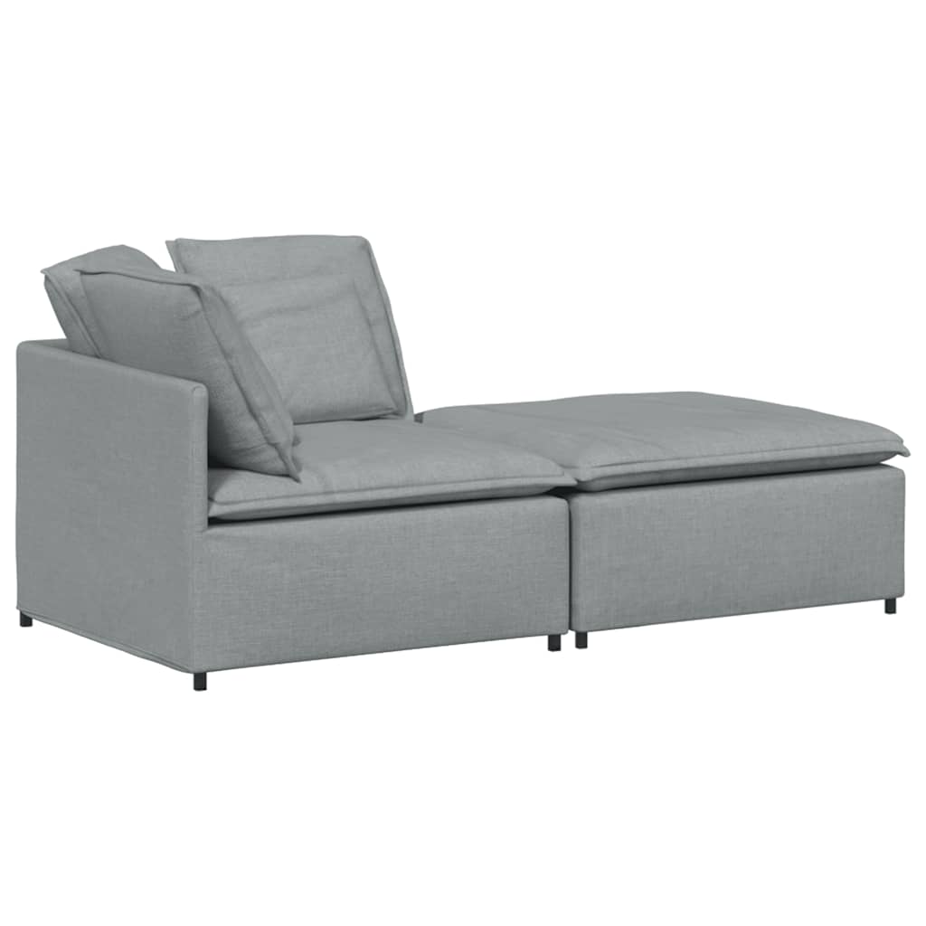 Modularna sofa s podnožjem i jastucima, tkanina, svijetlo siva