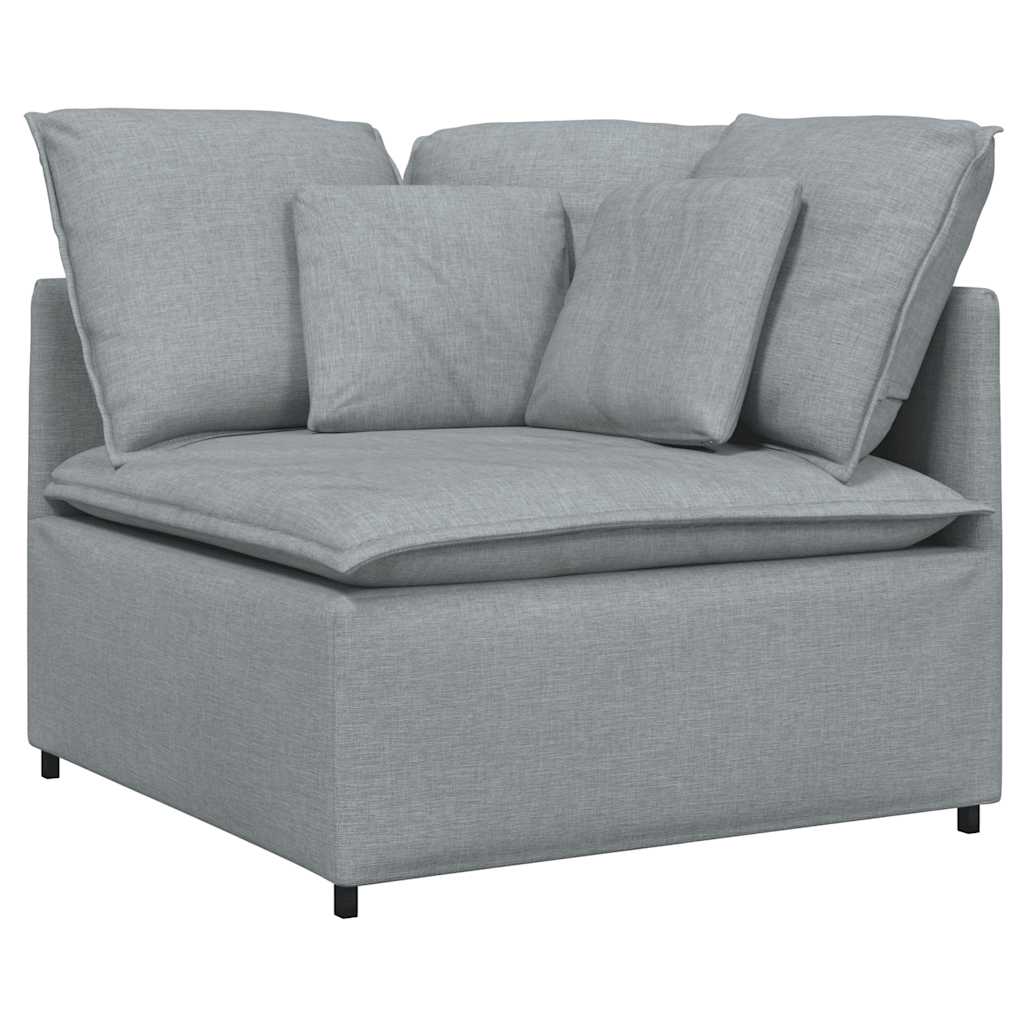 Modularna sofa s podnožjem i jastucima, tkanina, svijetlo siva