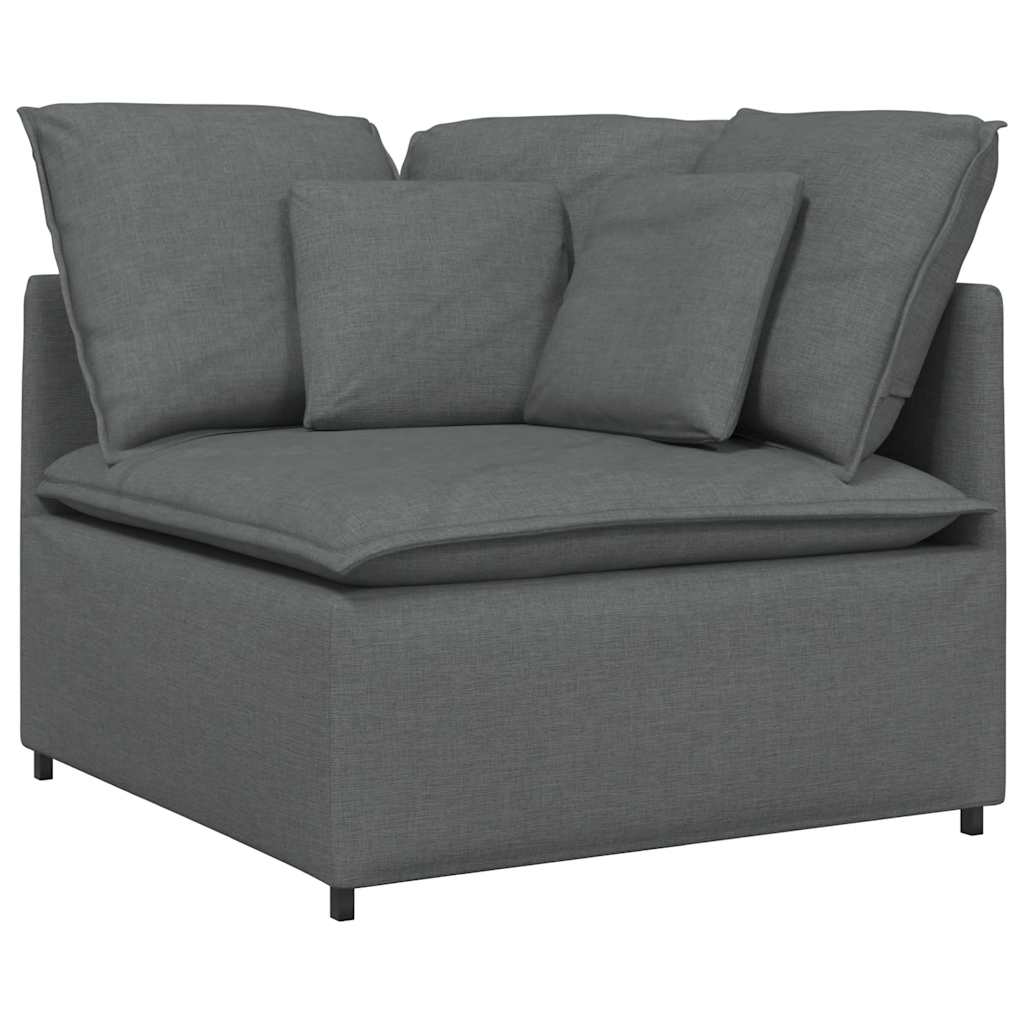 Modularna sofa s podnožjem i jastucima, tkanina, tamno siva