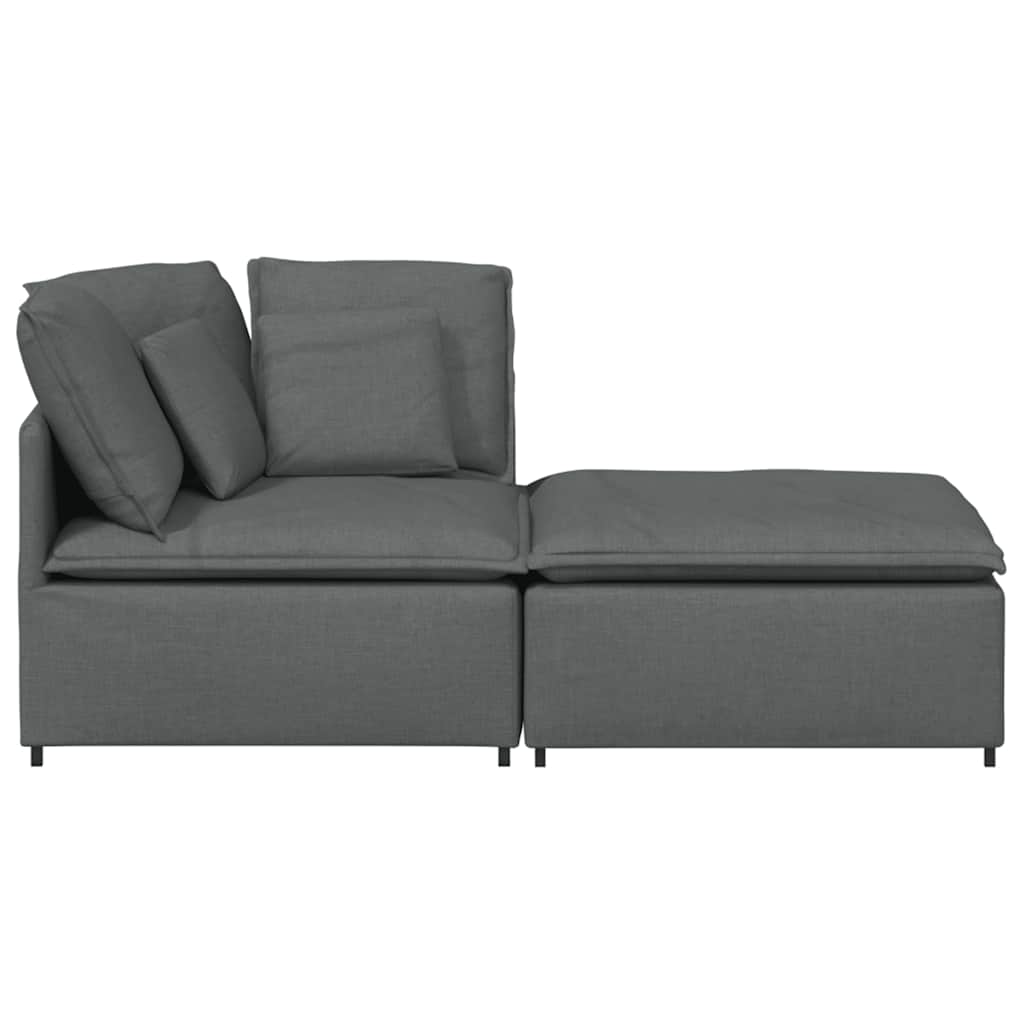 Modularna sofa s podnožjem i jastucima, tkanina, tamno siva
