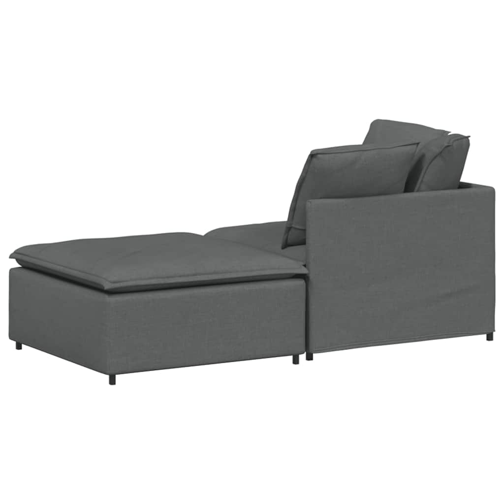 Modularna sofa s podnožjem i jastucima, tkanina, tamno siva