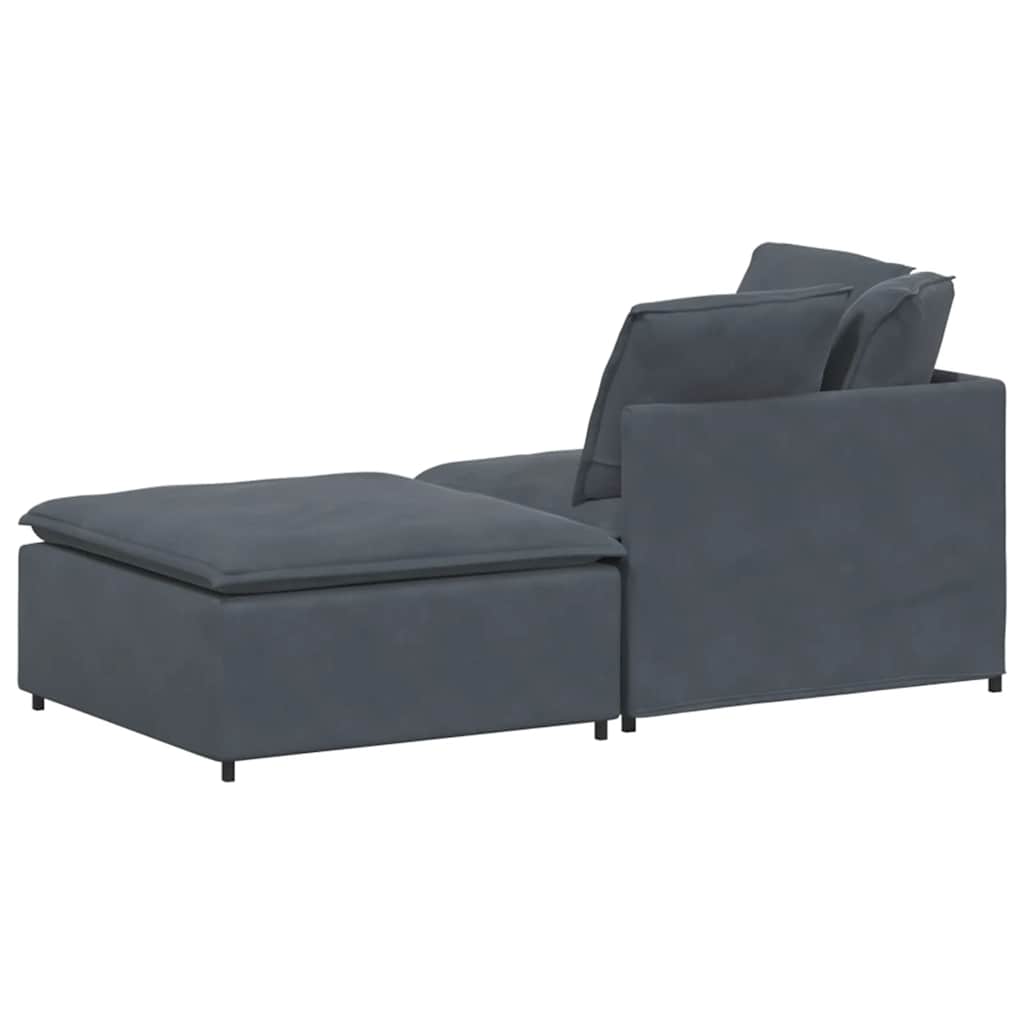 Modularna sofa s podnožjem i jastucima, baršunasta tamno siva