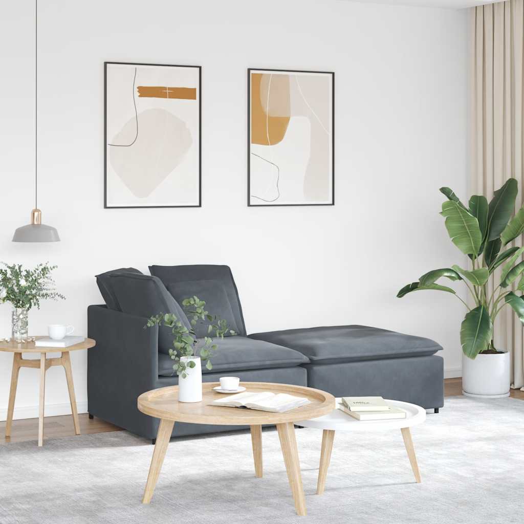 Modularna sofa s podnožjem i jastucima, baršunasta tamno siva