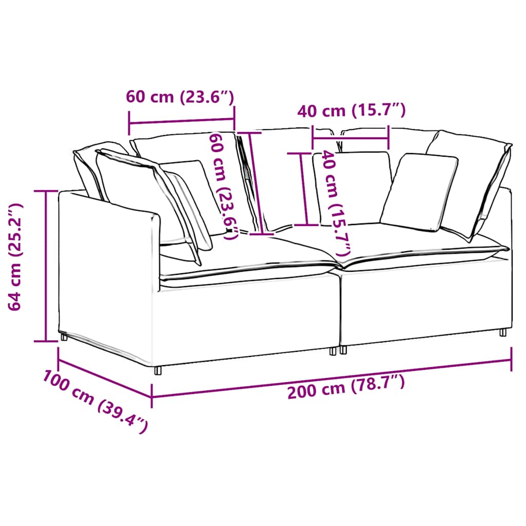Modularna sofa s jastucima, baršunasta, svijetlosiva