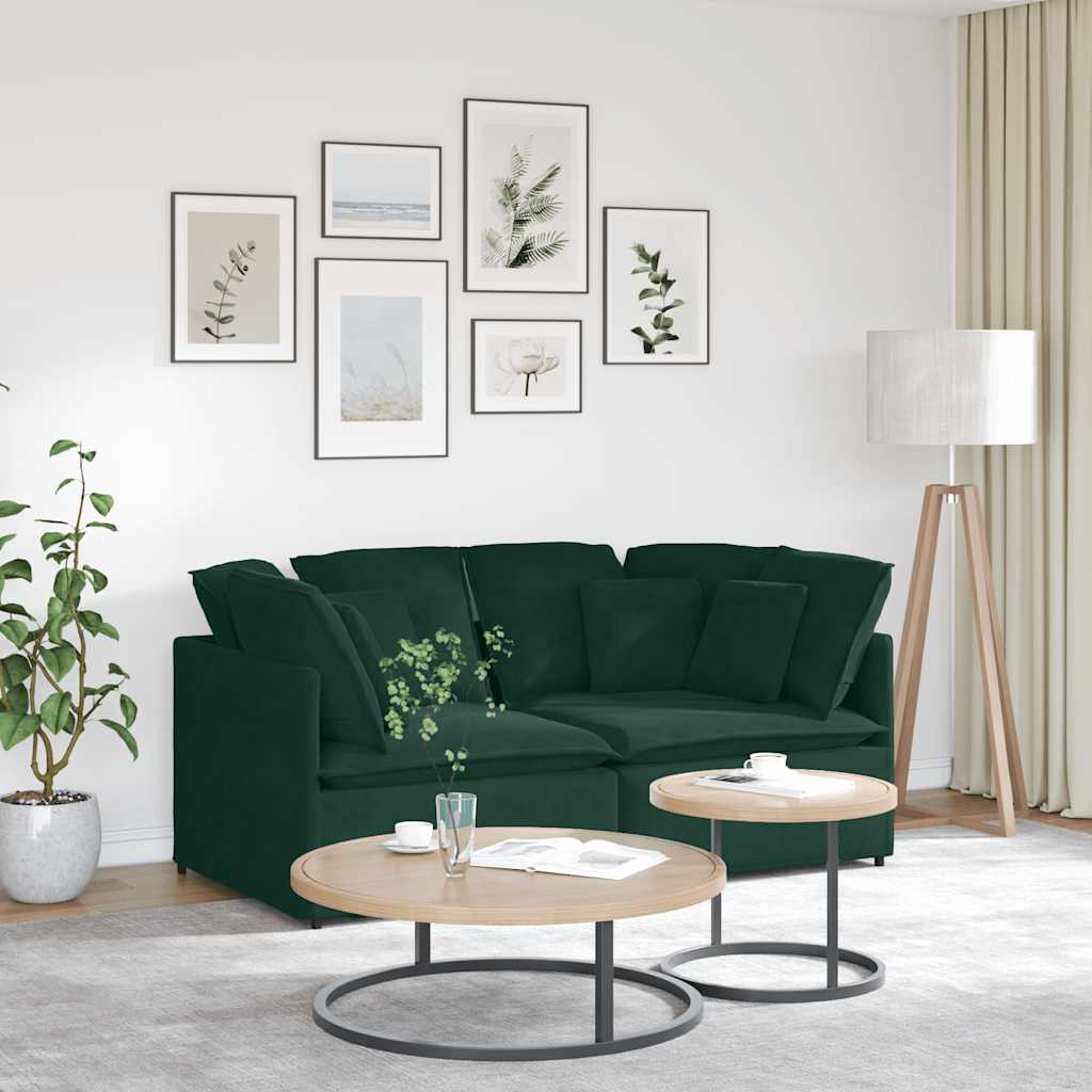 Modularna sofa s jastucima, baršunasta tamnozelena
