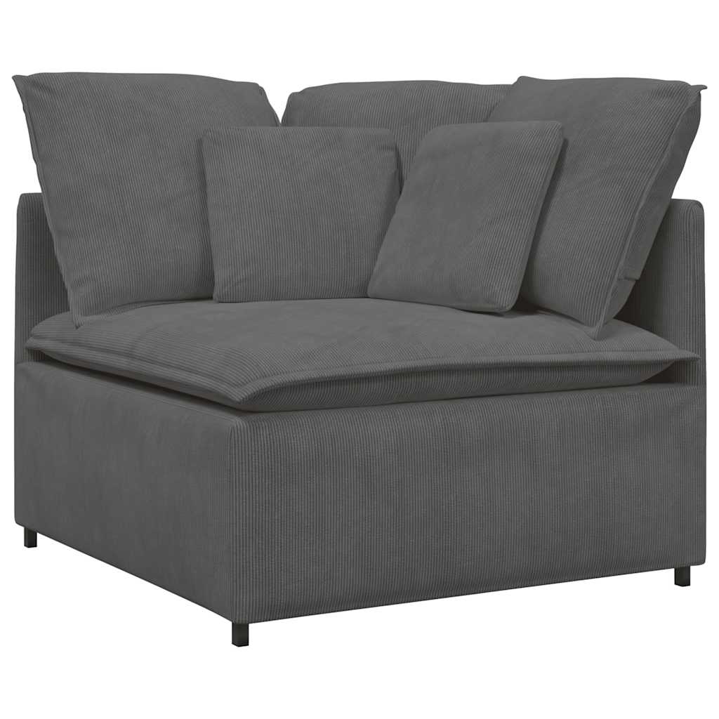 Modularna sofa s jastucima, korduro tkanina, tamno siva