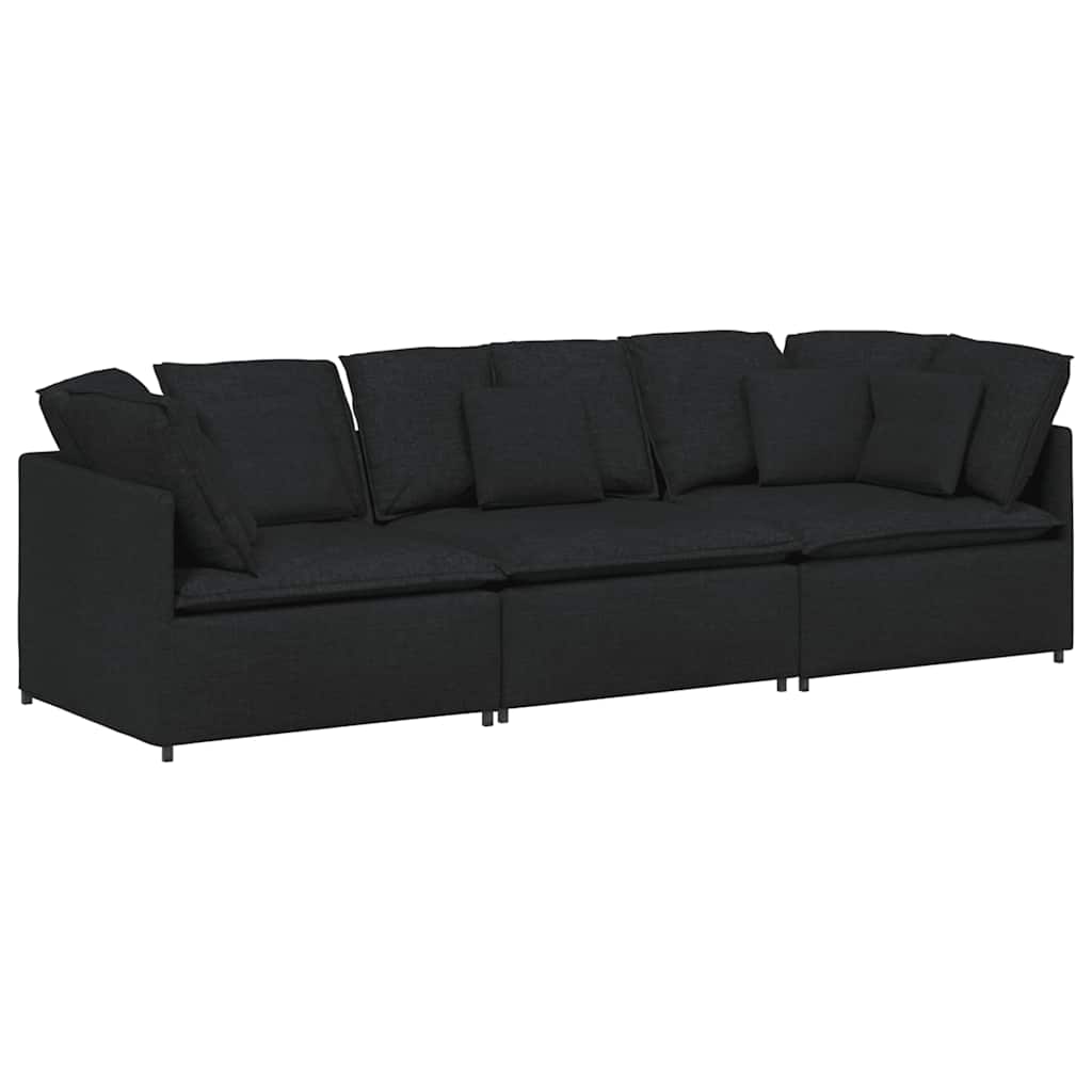 Modularna sofa s jastucima, tkanina, crna