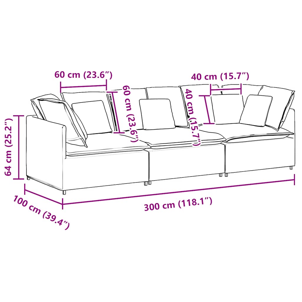 Modularna sofa s jastucima, tkanina, oblak sive boje