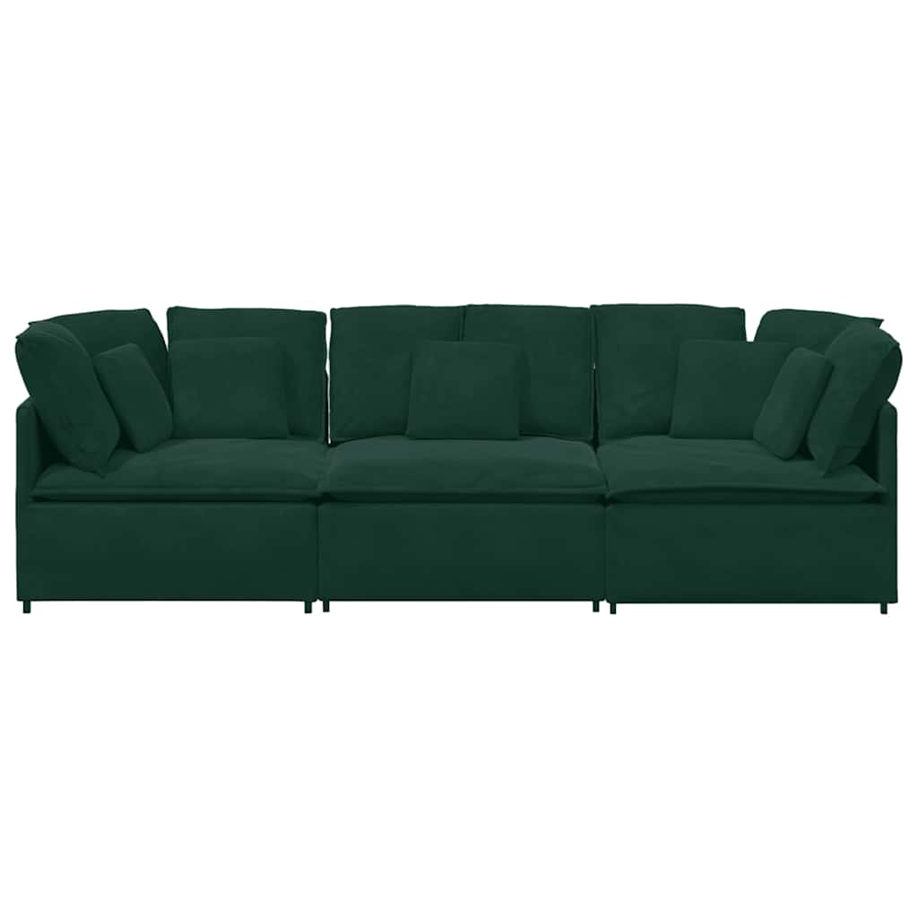 Modularna sofa s jastucima, baršunasta tamnozelena